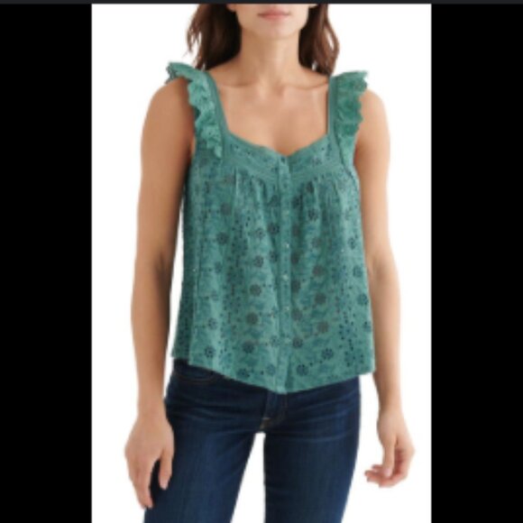 Brand New Lucky Brand Eyelet Sleeveless Blouse - Picture 3 of 8